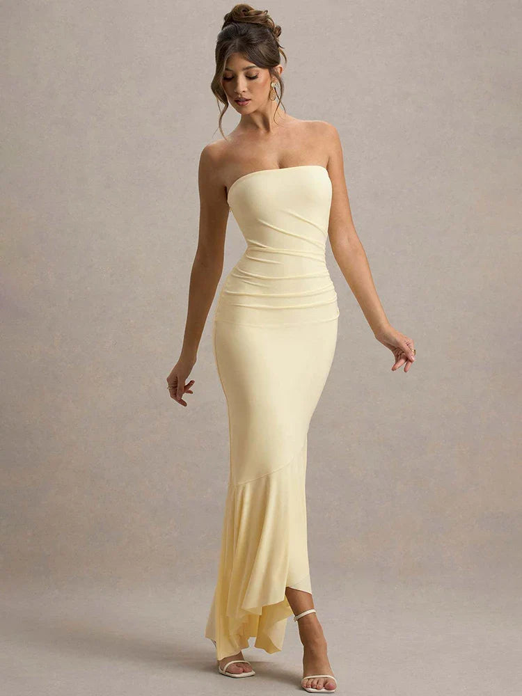 שמלת מקסי סטרפלס דגם לירון