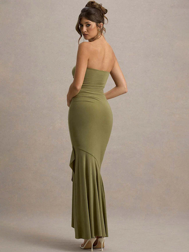 שמלת מקסי סטרפלס דגם לירון